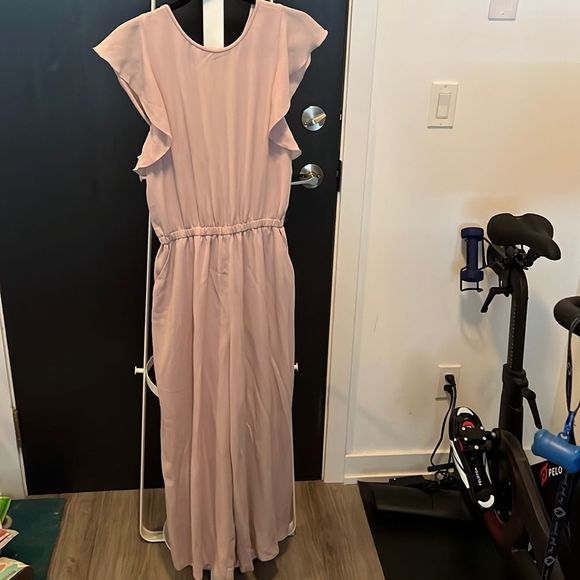 Wilfred blush pink midi jumpsuit - open back with tie. Elastic waist - medium - Picture 1 of 5